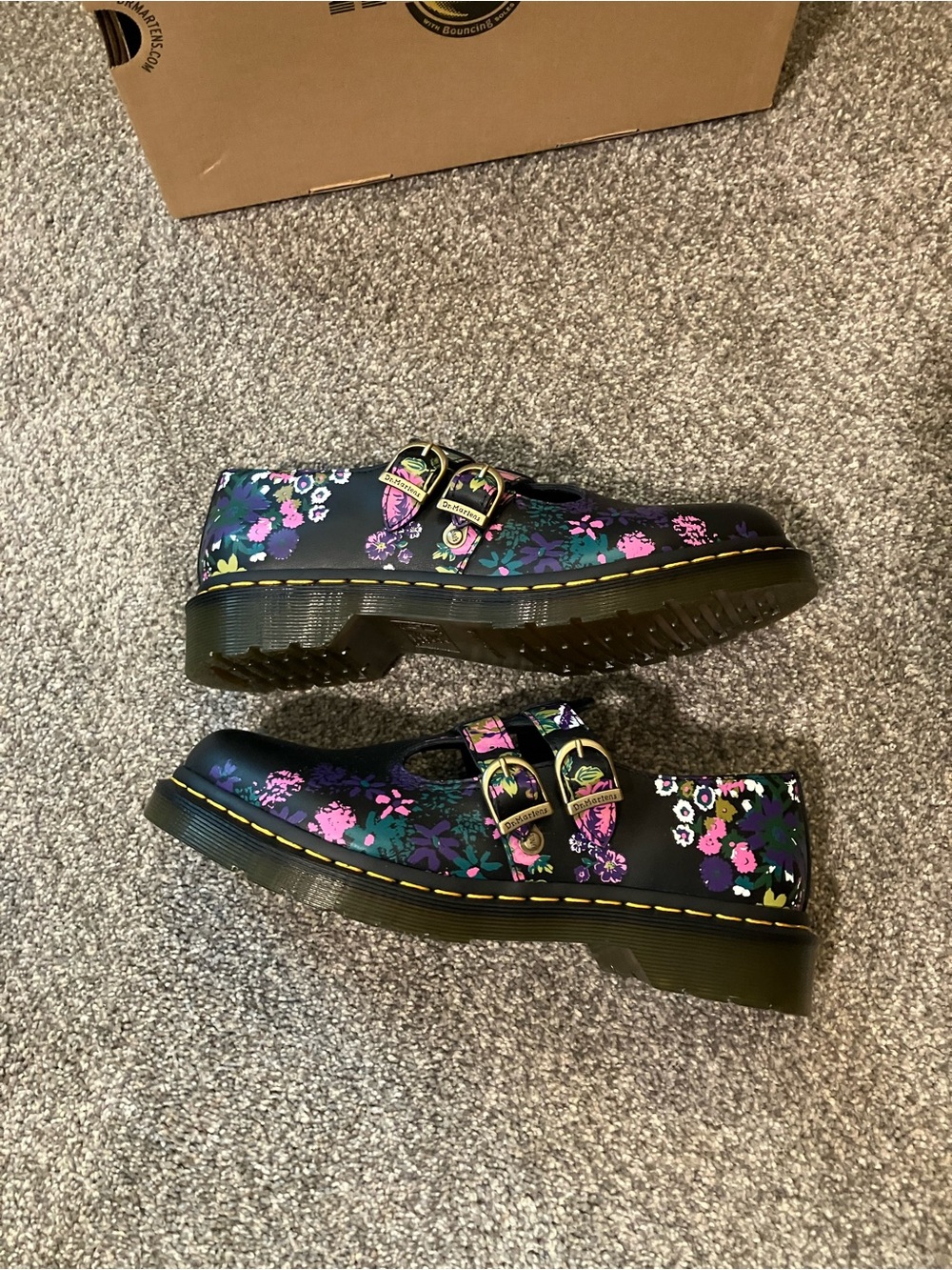 Dr. Martens Black Floral Double-Strap Mary Jane Shoes - Picture 4 of 7